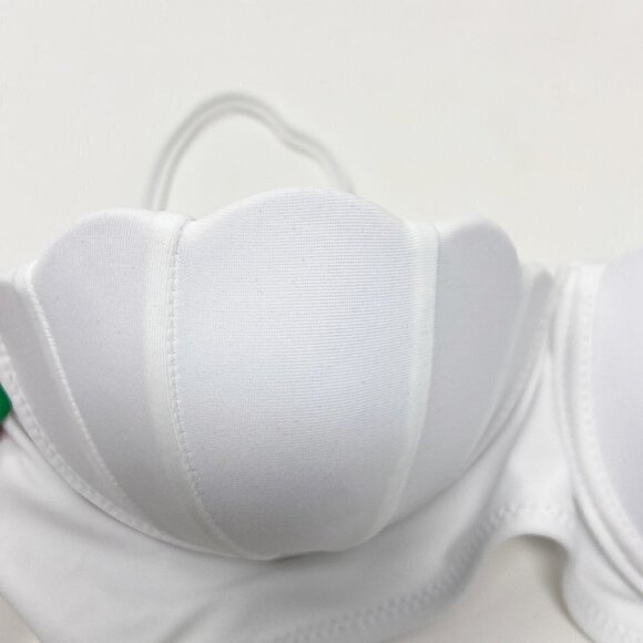 White 2-Piece Bikini High Waisted Scalloped Trim Balconette Push Up Top NWOT - Picture 5 of 13